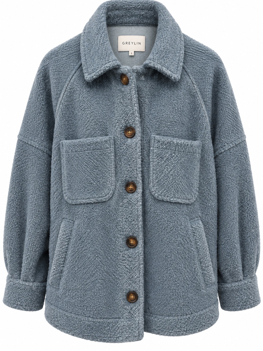 Greylin Kids' Dusty Blue Sherpa Button Jacket